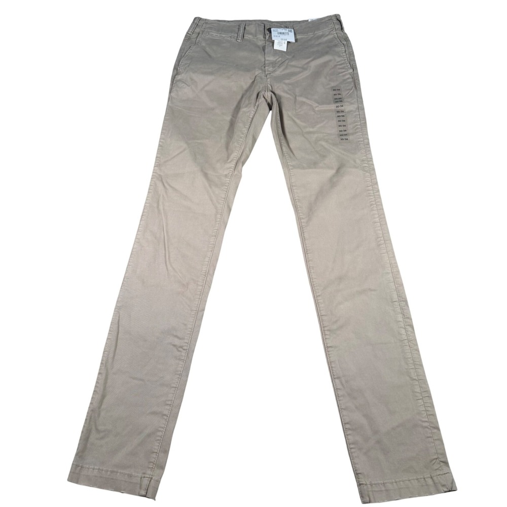 American Eagle Khakis Mens 30x36 (FITS 30x35) Tan Flex Skinny Chino Pants NEW